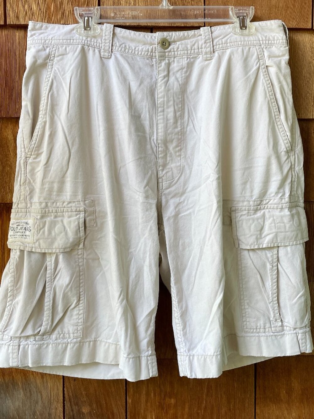 EUC Ralph Lauren Ivory Long Length Cotton Cargo Shorts in Men's 34